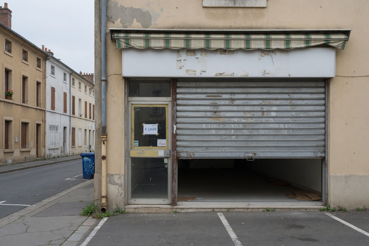 Closed ordinary storefront on a quiet street